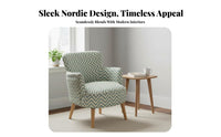 Nordic Design Plaid Upholstered Armchair Comfortable Seating Accent Chair High spine Support Household Furniture Wooden Frame for Readers, Adults, Homeowners, perusing corner, Living Room, Bedroom, Home Office
