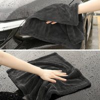 Double Sided Car Drying Towel with Bound Border, High Absorbency Microfibre Cloth for Car Washing, Dark Gray Reusable Microfiber Blend Towel