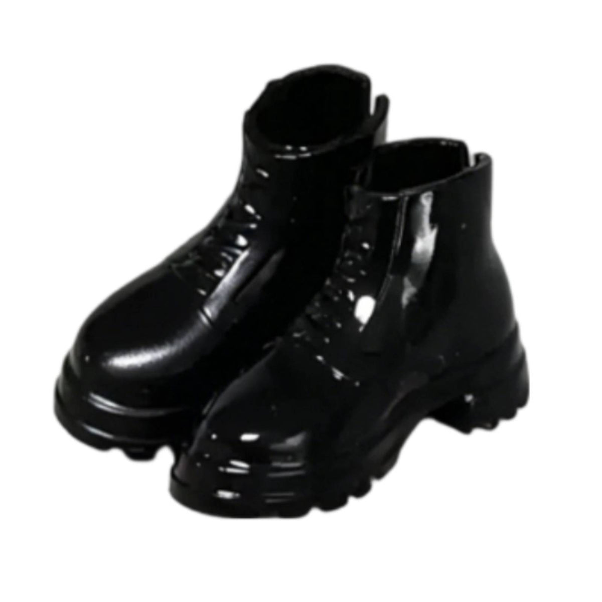 miniature Lace-up Doll Boots Chunky Sole Footwear Rounded Toe