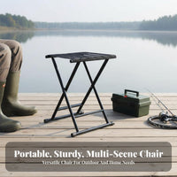 Foldable Design Collapsible Frame Stool Compact Collapsible Frame Webbed Stool Sturdy Folding Seat Quick Setup for Anglers, Travelers, Fishing, Outdoors, Camping, Hiking