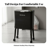 High-Footed Trash Can No-Bend Design Kitchen Trash Can with Wheels Rolling Waste Sorting Bin Large Capacity Rolling Sorting Bin