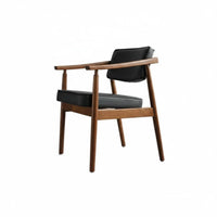 Nordic & aesthetic Wooden Dining Armchair with Padded spine Ergonomic spinerest Upholstered Chair Thick paddings Seating Furniture Curved Armrests for Design aficionados, households, Families, Restaurant, Study Room, Kitchen, perusing reading corner