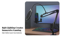 RGB Gaming Audio Device Plug and Play Gaming Audio Device Kit High-Fidelity Sound Single-Tap Mute for Content Artist S