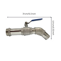 Oil Drum Tap with Threaded Inlet Stainless Drum Faucet with Lever Handle Heavy Duty Barrel Faucet Shutoff Lever for Garages