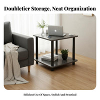 Minimalist Design Two-Tier Rectangular Table Versatile Functionality Nightstand Nordic Design Household Furniture Sturdy Construction for Apartment Dwellers, Homeowners, Students, Living Room, Small Areas, Home Office, Entryway