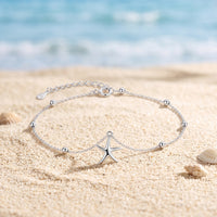 Adjustable Anklet with Sea Star Pendant Minimalist Silver Anklet Delicate Ankle Bracelet Lightweight for Vacation