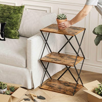 Plant Stand with Wood Shelves for Rustic Decor, 3 Tier Metal Storage Shelves Unit for Home Office, Floor Standing Storage Rack, Assembly Required