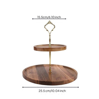 Tiered 2-Tier Dessert Stand Long-Lasting Dessert Stand with Wooden Trays Compact Cake Stand Portable for Afternoon Tea, Kitchen Counters