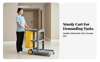 Large Capacity Multi-Purpose Cleaning Trolley Heavy Duty Housekeeping Cart Long-Lasting Commercial Cleaning Trolley Multiple Storage Shelves for Janitors, Property Management Personnel, Airports, Offices, Office Buildings