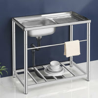 Stainless Steel Utility Sink with Stand Heavy Duty Stainless Steel Utility Sink Scratch Resistant for Workshop, Laundry Room, Basement