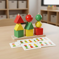 Wooden Geometric Shape Sorter Early Education Geometric Block Sorting Game Color Matching Assembling Toy for Young Children