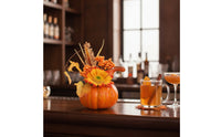 Pumpkin with Faux Leaves Harvest Fake Pumpkins Compact Decoration for Thanksgiving
