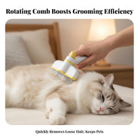 Push Button Release Self-Cleaning Pet Brush High-Density Rotating Head Cat Comb Skin-Friendly Pins for Cats, Dogs, Home, Indoor