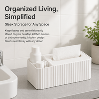 Ivory Tissue Box Organizer, Pull-Type Tissue Box with Spring, Modern Minimalist Kitchen Tissue Holder, 24x12x9cm PET
