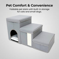 Dog Steps for Small with Soft Textile Construction, Foldable Pet Stairs for High Bed and Sofa, Portable Home Furniture Ladder