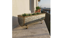 French Design Oval Planter Box with Feet Metal Planter Tub Rust-Resistant Raised Flower Trough Long-Lasting for Balcony, Terrace
