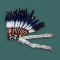 Feather Headdress Feathers Traditional Featherwork Tribal Design Bonnet Handmade Tribal Chief Headpiece for Entertainers, Cosplayers, Festivals