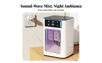 3 Speed Settings Desktop Misting Fan 7-Color LED Light Portable Air Cooler Humidifier Quiet Operation for Office Workers, Bedroom, Dorm Room