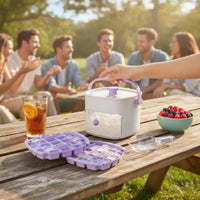 Ice Cube Tray with Storage Bin Two-Layer Ice Cube Tray with Scoop Container 50-Grid Compact for Hosts, Freezer, Home Kitchen
