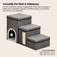 Dog Steps for Bed and Sofa with Foldable Design for Small Pets, Portable Stairs for Living Room Furniture, Compact Lightweight