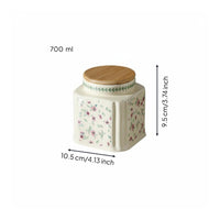 Silicone Seal Ceramic Square Jar Easy to Clean Airtight Canister Decorative Design for Pantry