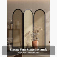 Japanese design Folding Panel Partition Foldable Design 4-Panel Folding separater Woven Panels Privacy Screen Freestanding for Business Owners, Interior Decorators, Hotel Lobby, Entrance Hall, Studio Apartment, Dressing Area