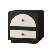 Minimalist Design Rounded 2-Drawer Chest No Assembly Required Nightstand Large Capacity Storage Bedside Cabinet Multi-Functional for Parents, Apartment Dwellers, Homeowners, Children's Room, Creamice