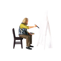 1:64 Scale Artist Figure High Intricacy Miniature Painter Figurine Tiny Artist with Easel Model Lifelike Features 1:64 Scale