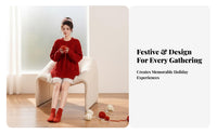 3 Pieces Holiday Themed Fuzzy Knit Crop Top Skirt Set Design Red Bunny Girl Outfit Ideal Gift Hooded Bunny Ear Costume for Young Adults, Party Goers, Cosplayers, Christmas Parties, Photo Shoots, Stage Performance, Cosplay Events