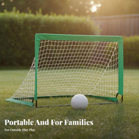Portable Soccer net Fiberglass Frame Foldable Kids Soccer net Ground Stakes Included for Beginners, Young Children, Park
