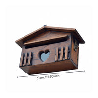Wooden Mailbox Rainproof Decorative Wall Mailbox Weather-Resistant Household Fixture for Garden