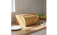 Bamboo Bread Box Large Capacity Roll Top Bin for Pantry