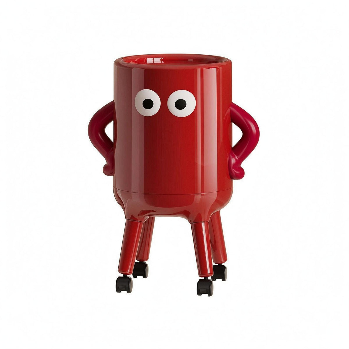 With Lid Lidded Trash Bin Glossy Cylindrical Trash Bin Cartoon Face Household Container Plastic for Home