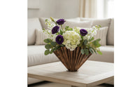 Pleated Metal Vase Shiny Fan-Shaped Vase Rustic for Decorators