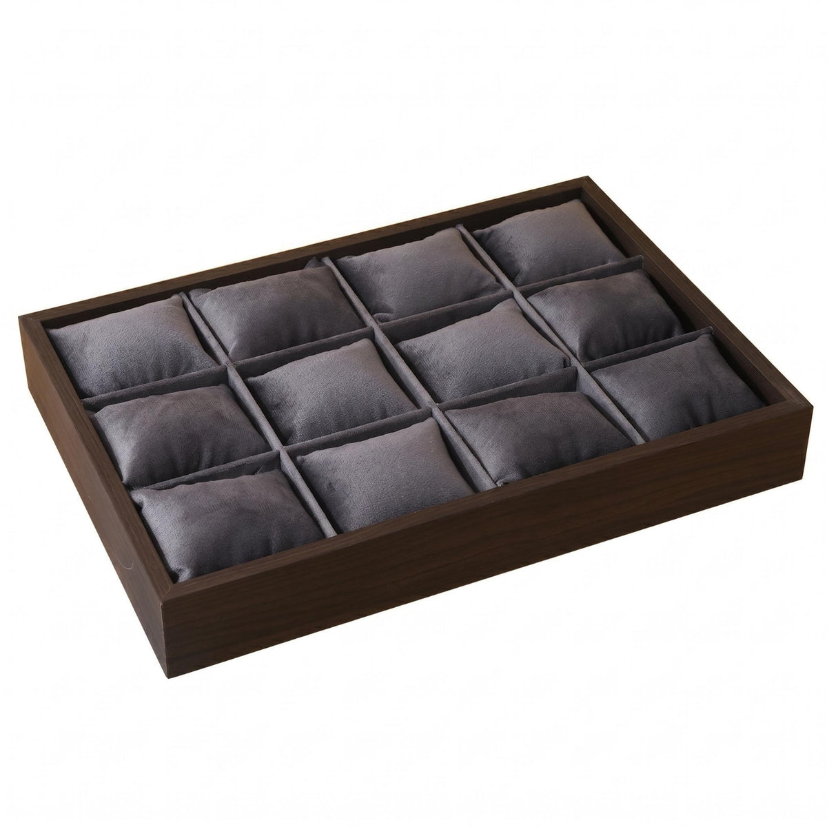 Wood-Grain Jewelry Display Tray Gray Gray Interior Jewelry Tray Rectangular Accessory Storage uncoveredTop