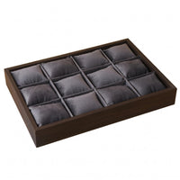 Wood-Grain Jewelry Display Tray Gray Gray Interior Jewelry Tray Rectangular Accessory Storage uncoveredTop