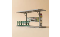 1/64 Bus Stop Model Gray Roof Japanese Bus Stop Model Miniature Scene Prop Route Board Realistic
