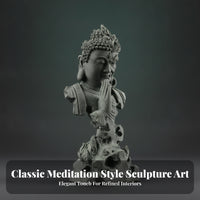 Carved Details Buddhist Figurine Gray Finish Buddha Statue Long-Lasting Tabletop Statue Aquarium-Safe