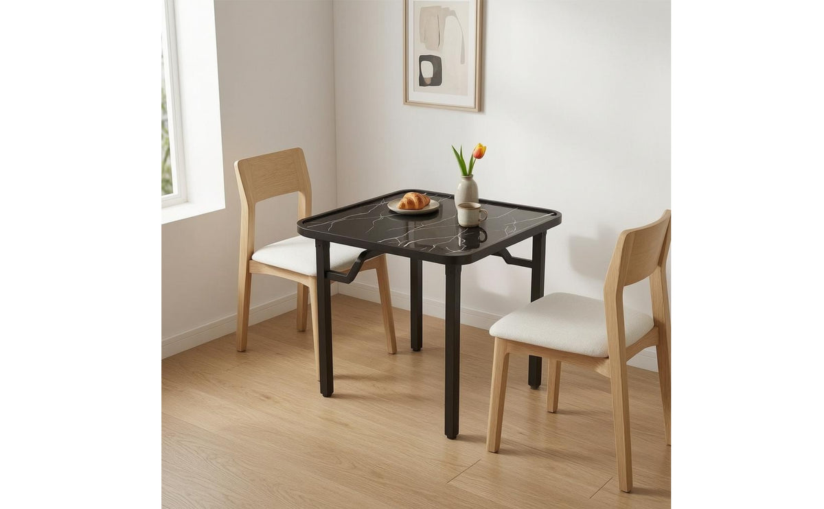 Rounded Corners Square Folding Table Thick Tabletop Folding Square Table Legroom Home Furniture Space-Saving