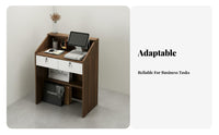 Multi-Functional Salon Reception Desk Lockable Drawer Modern Reception Desk Sturdy Construction Small Shop Counter with Storage Spacious Legroom for Receptionists, Money Iers, Retail Personnel, Beauty Salons, Clothing Boutiques, Office Lobbies, Lobby
