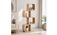 S-Shaped Storage Shelf Compact Bamboo Storage Rack Slim for Small Areas