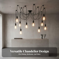 Industrial Pendant Fixture Retro Design Industrial Web Chandelier Vintage Evoking Adjustable Multi-Wire Ceiling Lamp for Bar, Cafe, Kitchen Island