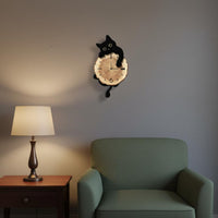 Cartoon Feline Timepiece Clock Quiet Feline Timepiece Clock Creative Design House Decoration for Bedroom