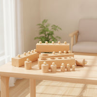 Preschool Developmental Cylinder Block Early Learning Cylinder Socket Block Natural Wood Educational for Preschoolers, Toddlers, Kids, Home, Classroom