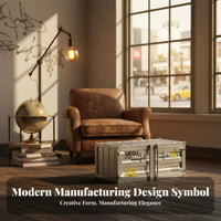 Shipping Container Chest Utilitarian Aesthetic Trunk Coffee Table Metal Highlights Multi-Functional for Young Adults