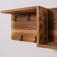 Key Board Wall Shelf made of Wood-Based Material, Modern Coat Rack with Hooks, Hallway Coat Rack for Entryway, Camel