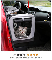 户外便携折叠笼猫屋狗窝猫窝车载笼宠物帐篷狗笼手提箱包中大型犬 灰色 50*35*35 全车型 25斤以内