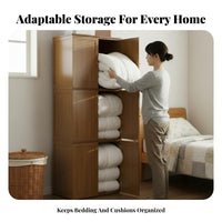 Freestanding Rolling Quilt Armoire Mobile Design Storage Cabinet particleresistant Bedroom Furniture Multi-Door for Families, Homeowners, Renters, Guest Room, Apartment, Dormitory, Walk-in Closet