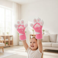 Feline Paw Gloves Soft Shaggy Paw Mitts Gloves Warm for Adults