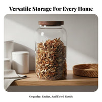 3 Pieces Clear Borosilicate Glass Jar Large Capacity Glass Storage Jar Wood Lid Wooden Top Pantry Canister Versatile